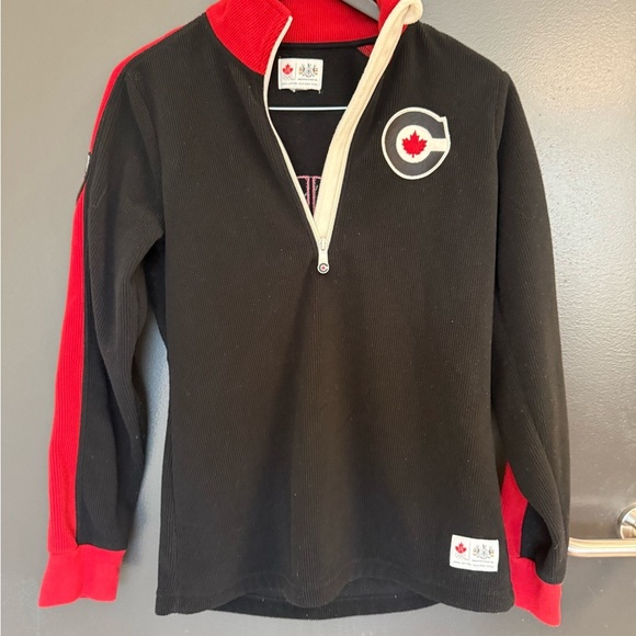 The Bay 2010 Olympic Sz. S GUC Classic Black and Red Quarter-Zip Sweatshirt - Picture 3 of 14